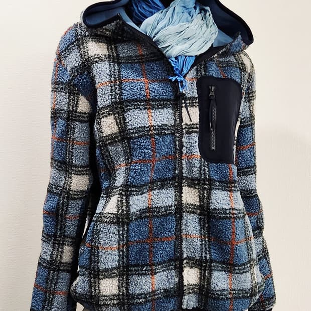 블루그레이체크 뽀글이 