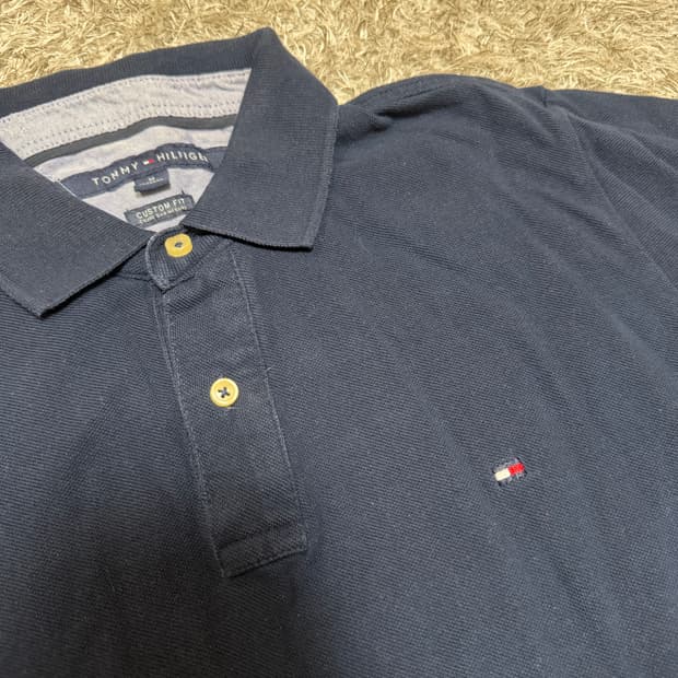 [M] 타미힐피거 커스텀 핏 반팔 네이비 카라티