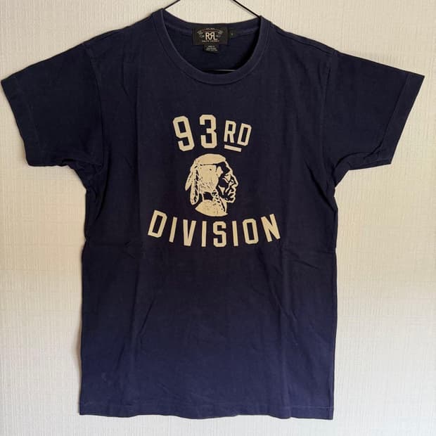 RRL 더블알엘 93rd Division 로고 반팔 티셔츠 네이비