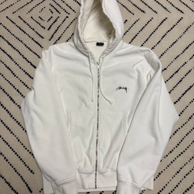 Stussy 후드 집업 화이트 L