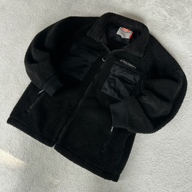 디스커버리 검정색 뽀글이 플리스 자켓 m