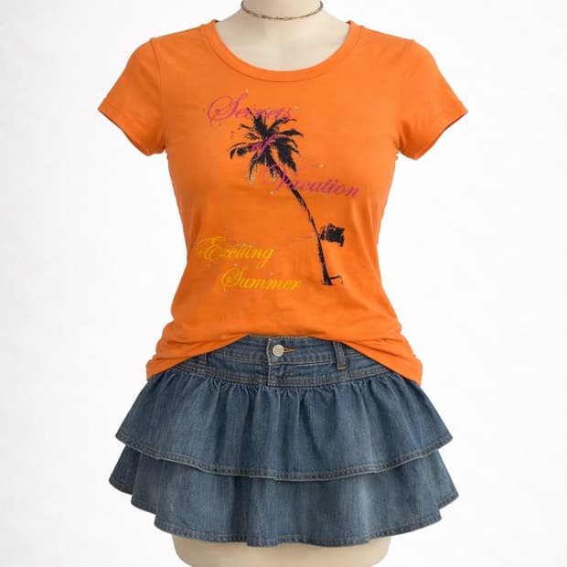 Vintage orange top 빈티지 오렌지 딱붙 티