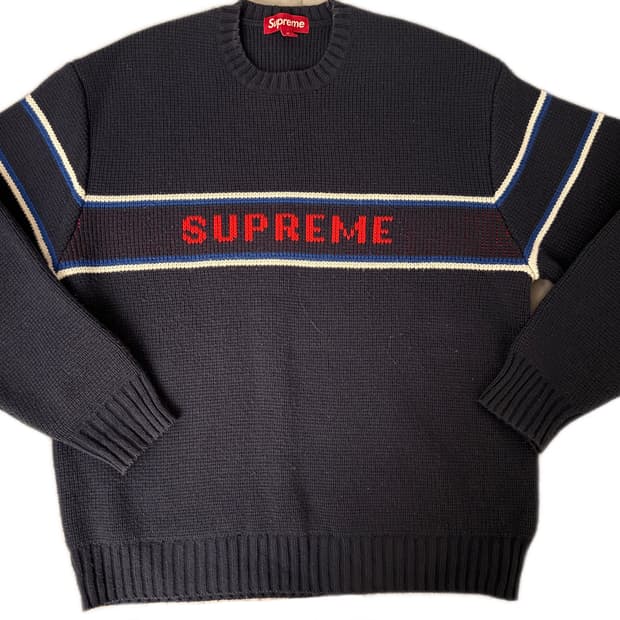 슈프림 체스트 스트라이프 니트 스웨터