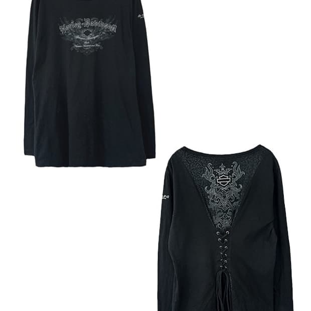 [XL] HARLEY DAVIDSON 고딕펑크 매듭레이어 Y2K 긴팔티