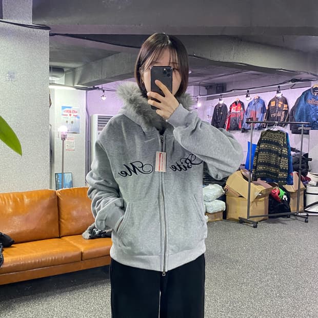 빈티지 레터링 투웨이 그레이 후드집업 b3393