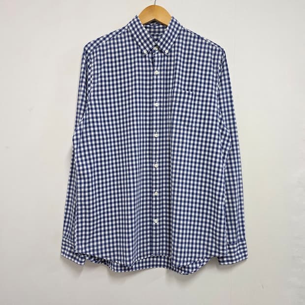L 105) GAP 갭 깅엄체크 셔츠 네이비 블루