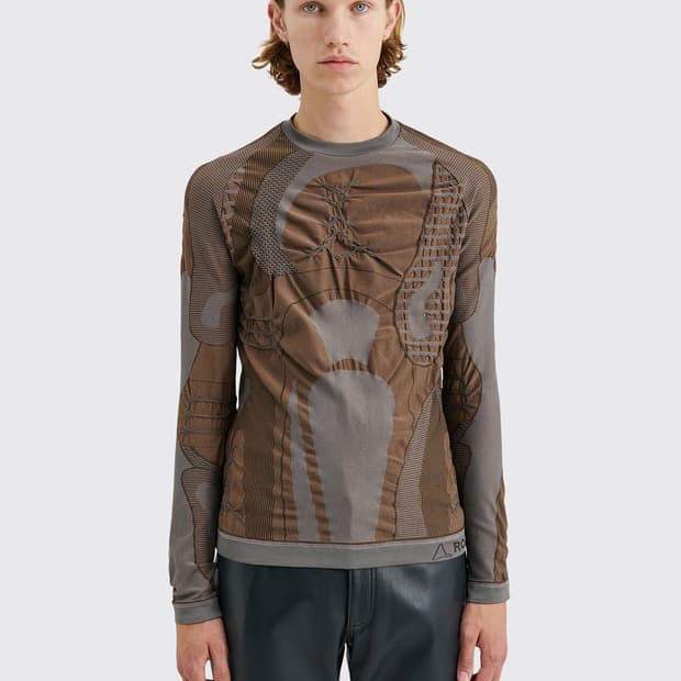 [M] ROA Roundneck 3D Knit Sweater Brown 