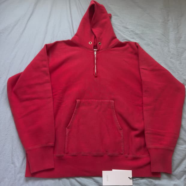 [4] 아프레쎄 24AW 빈티지 하프집업 스웨트 후드 레드