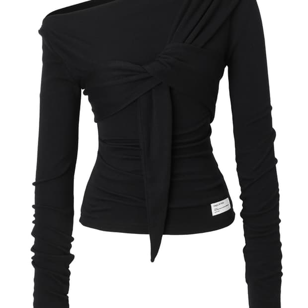 이네기 Drape Flow Tie Long Sleeve (black)