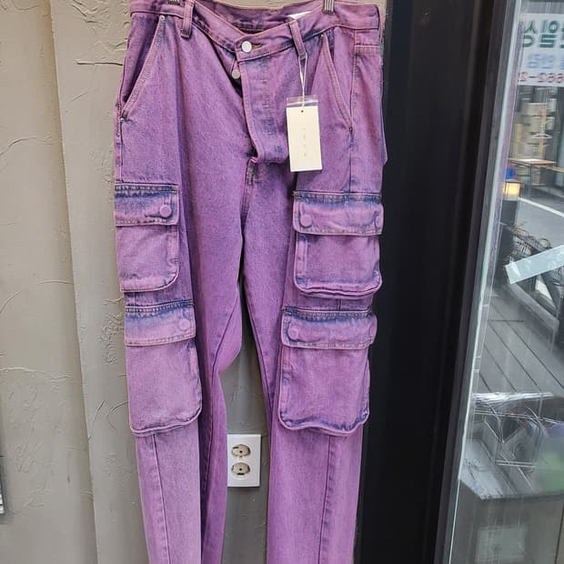 mnml 퍼플워싱카고팬츠