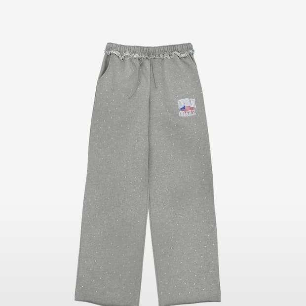 CRYSTAL BAGGY SWEAT PANTS [GRAY]
