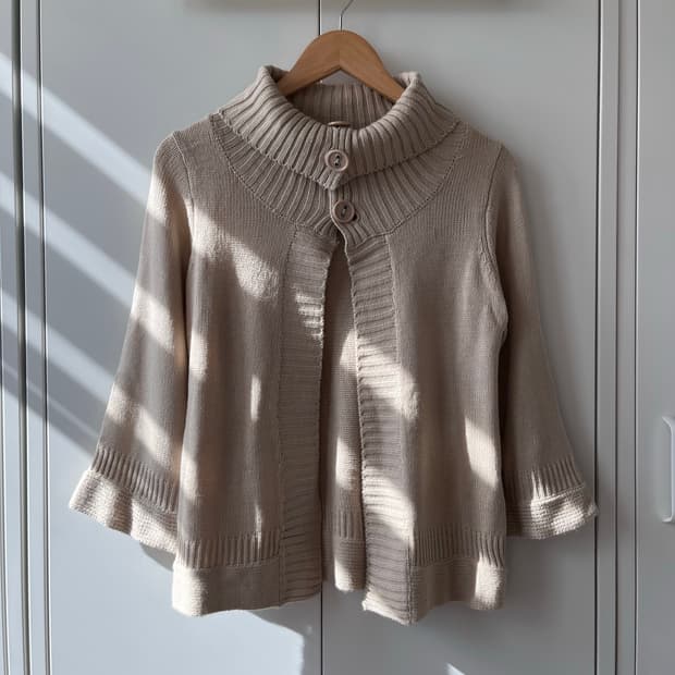 바선생 목폴라 레이어드 니트 가디건 