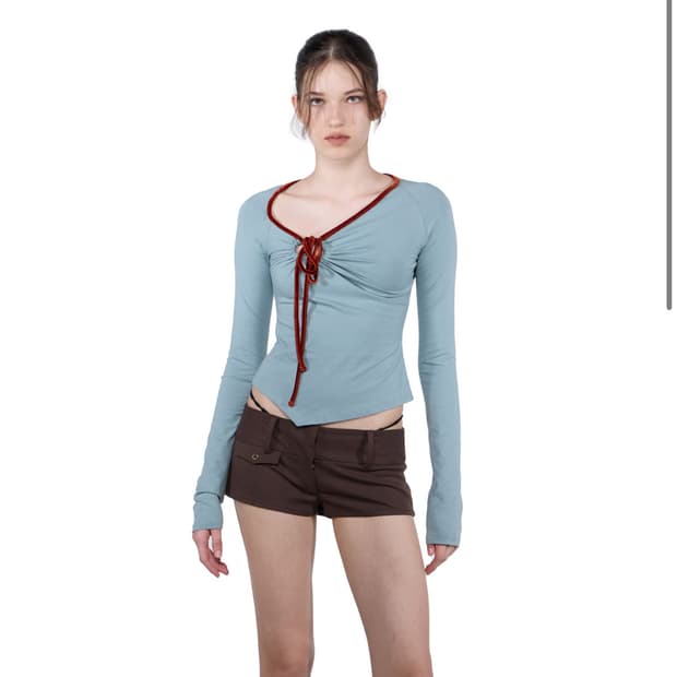 스컬프터  Zen Velvet Trimming Top Dusty Blue