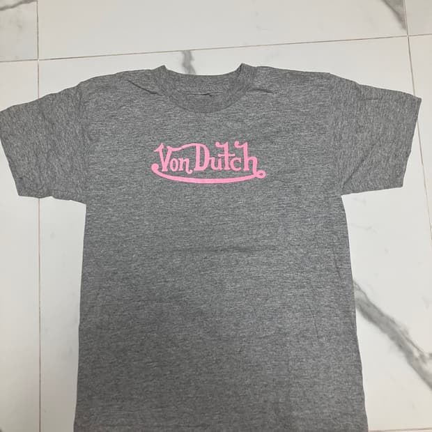 본더치 Y2K 그레이 핑크 로고 반팔티 