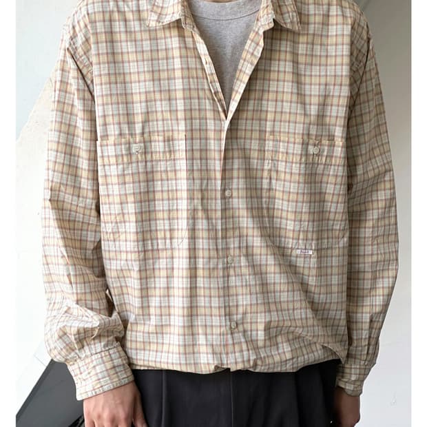Light cotton big silhouette check shirt