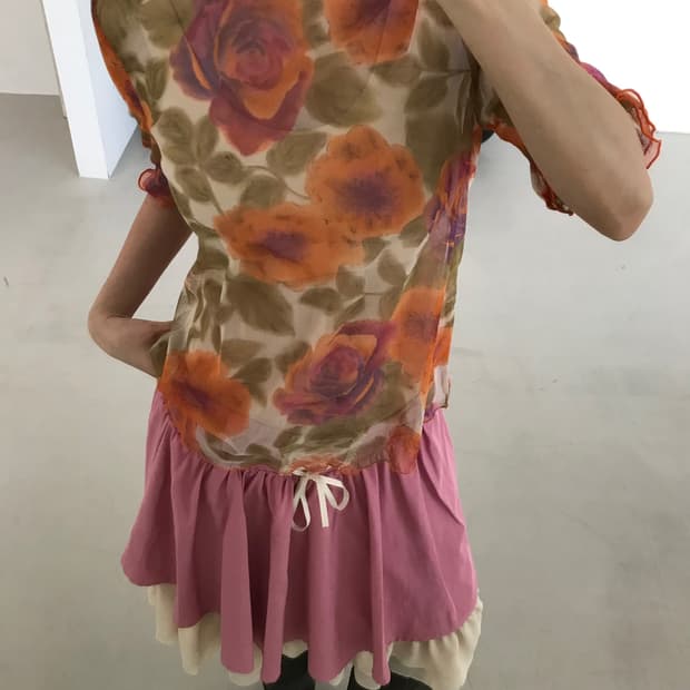 vintage flower pattern mesh top