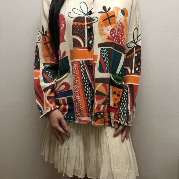 빈티지 아이보리 히피 가디건