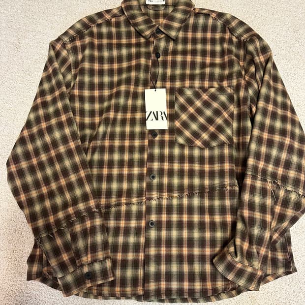 자라 체크셔츠 M