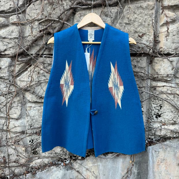 오르테가 핸드 우븐 울 옆트임 네이티브 웨스턴 치마요 베스트 조끼 망토