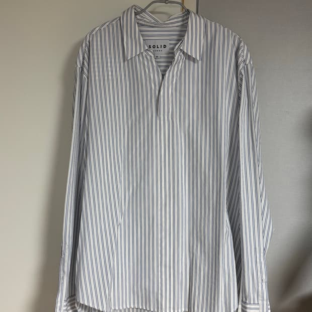 (50 사이즈) 솔리드옴므 21SS 블루 스트라이프 풀오버 셔츠