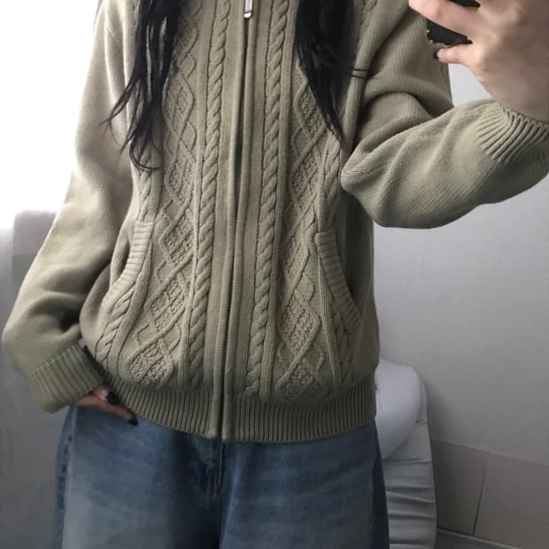 빈폴 카키 니트집업