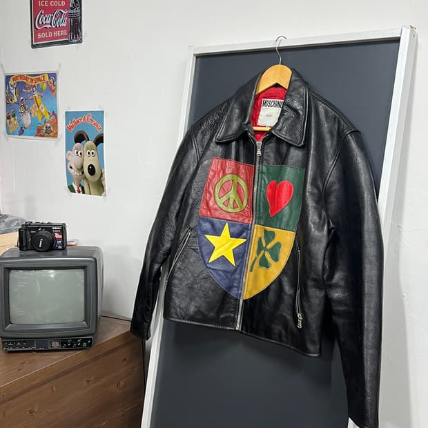 모스키노 90s 리얼레더 바이커 양가죽 자켓