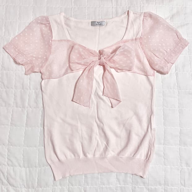 로걀탑 리본탑 리본 반팔 히메갸루 로걀 라떼갸루 일본 빈티지