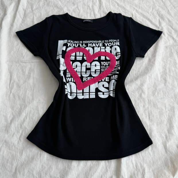 블랙 갸루 00‘s y2k 반팔 