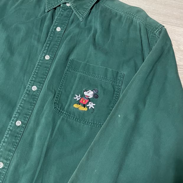 디즈니 미키마우스 셔츠 그린 Xl