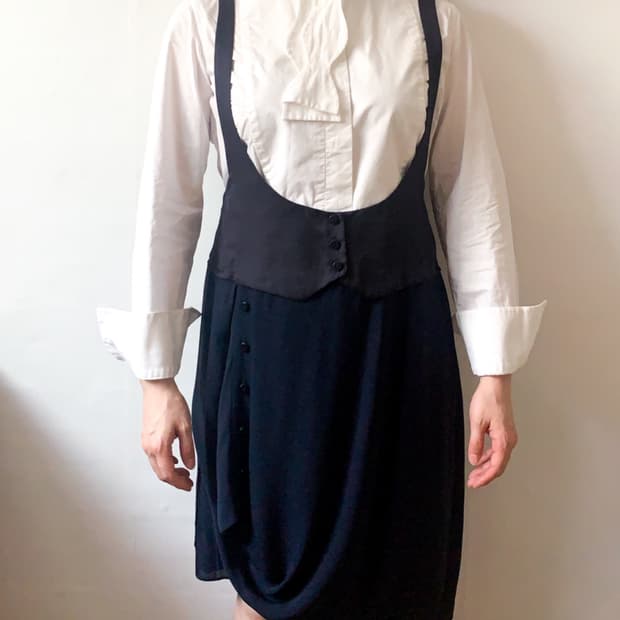 KUHO 구호 실크 레이어드 드레이프 슬립 원피스