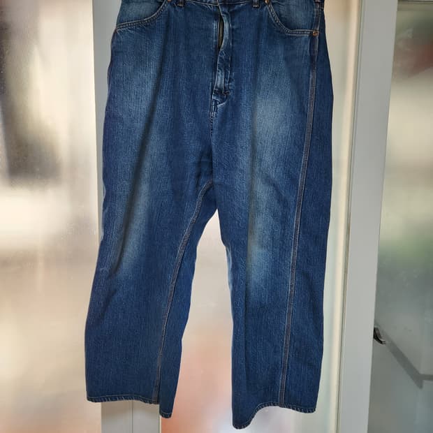 시오타 페인터 팬츠 6사이즈 미디엄 블루 데미지