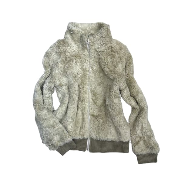 Kaki Fur zip-up