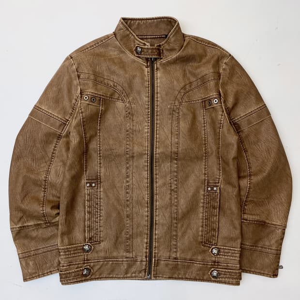 Schdarrow knhor PVC 레더 바이커 자켓