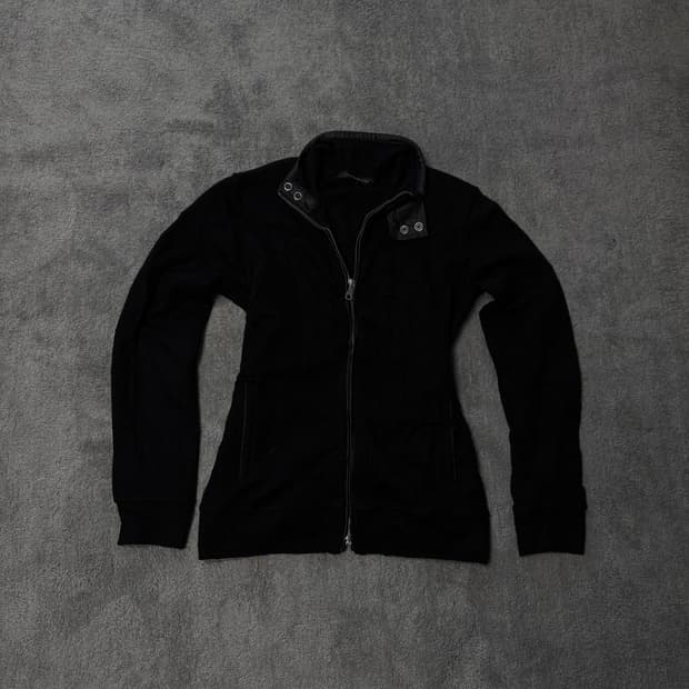 Vintage Leather neck Y2K punk knit zip