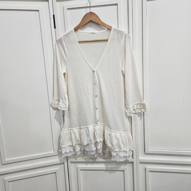 엑시즈팜(Axes Femme) 프릴 레이어드 롱 가디건