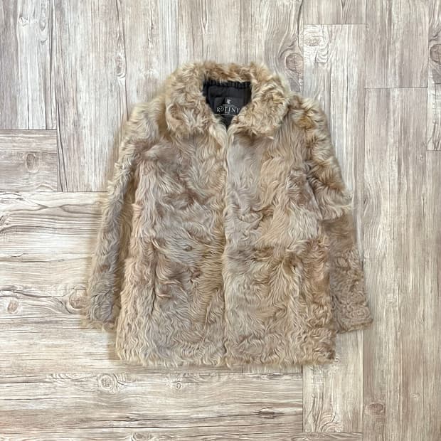 ROTINY 베이지 폭스 퍼 자켓