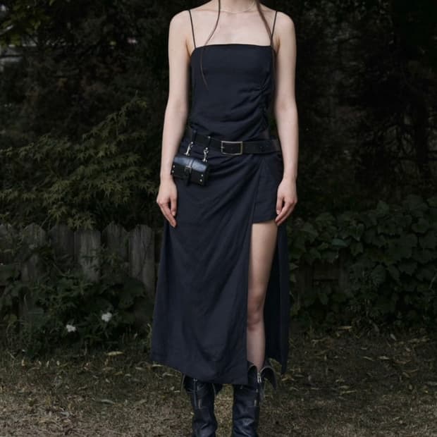 보헤미안서울 보헴서 린넨 셔링 원피스 (블랙 m)