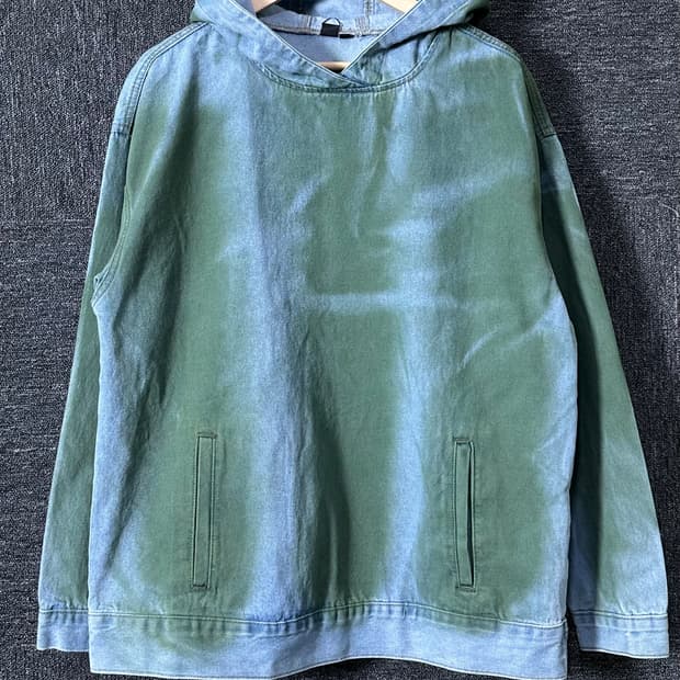 청록색 데님 후드티