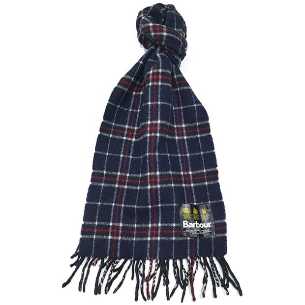 MX534 바버 90s 스코틀랜드판 램스울 타탄체크 네이비 머플러 목도