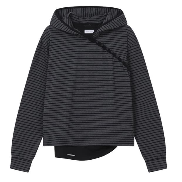 미세키서울 Diagonal button Layered hoodie 차콜