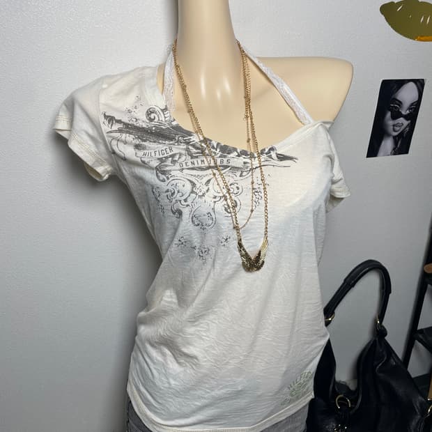 Tommy Hilfiger 빈티지 타미힐피거 데님 반팔티 탑