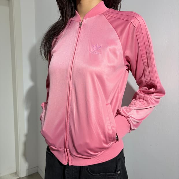 80s made in usa 아디다스 핑크 져지 자켓