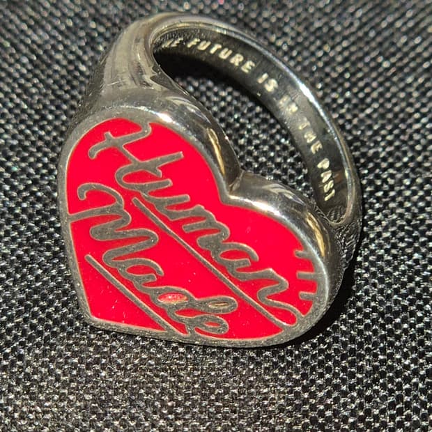 [13호] 휴먼 메이드 하트 실버 링 레드