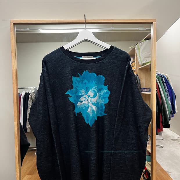 요지야마모토 뿌르옴므 14AW 플라워 니트 