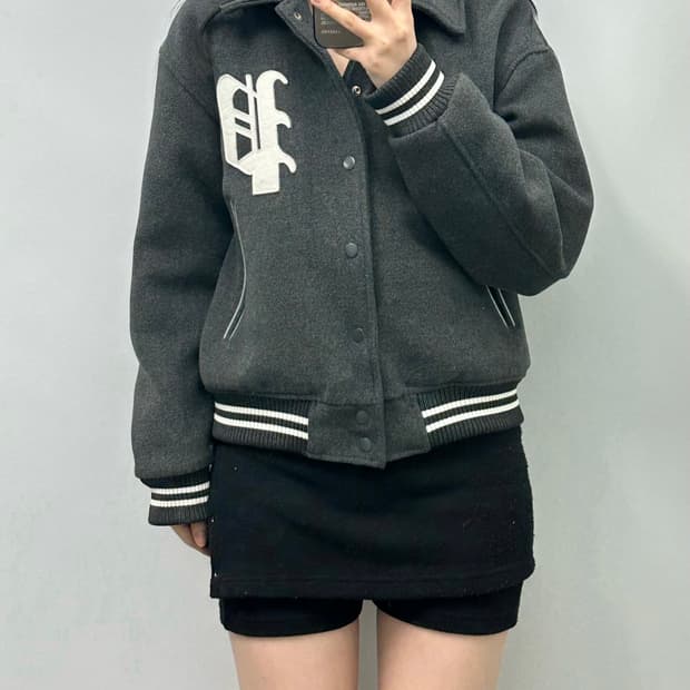 파르티멘토 모직 바시티 자켓 차콜