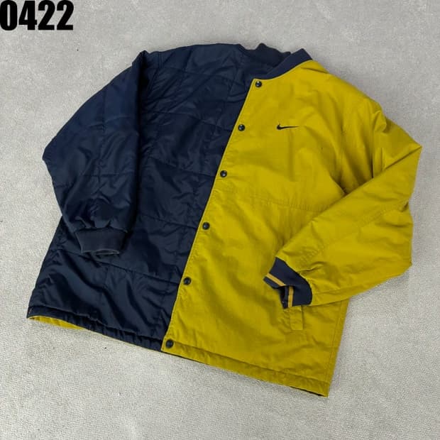 나이키 네이비/옐로우 컬러 퀄팅 패딩 자켓 100