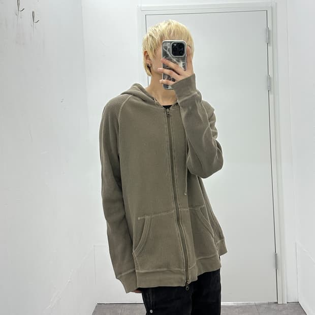 Rush hour 2way waffle khaki hood zip