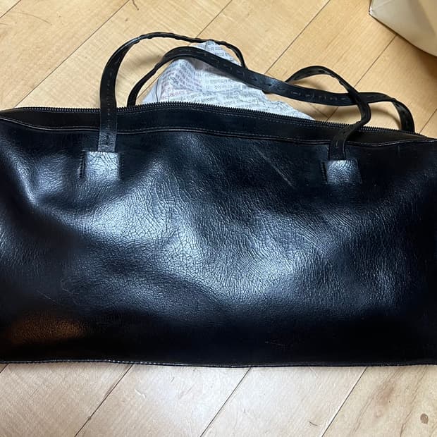 정품 아르마니 블랙 레더 볼링백