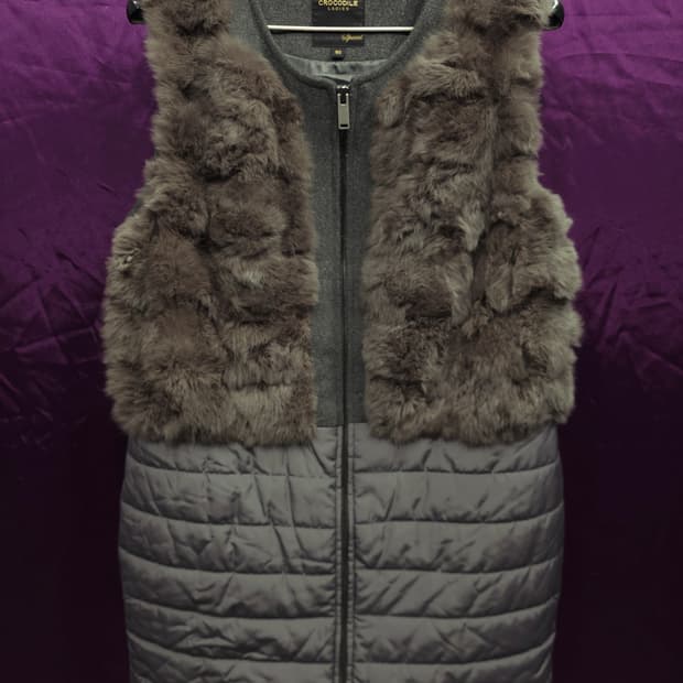 크로커다일 레이디 토끼털 패딩 하프 조끼 90