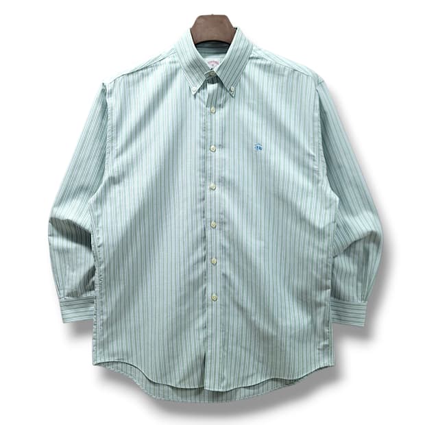 [M~XL] 브룩스브라더스 그린&블루라인 논아이론 수피마코튼 긴팔셔츠